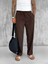 Erkek Beli Lastikli Baggy Pantolon Kahve 3