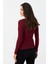 Kadın Bordo Düğme Aksesuarlı Kaşkorse Bluz EY2945 2