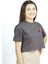 Luxfin | Gri Renk Baskılı Crop | Oversize 3