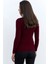 Kadın Bordo V Yaka Triko Bluz YV284 2