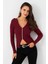 Kadın Bordo Fermuarlı Kaşkorse Bluz EY2954 1