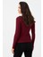 Kadın Bordo Fermuarlı Kaşkorse Bluz EY2954 2