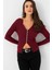 Kadın Bordo Fermuarlı Kaşkorse Bluz EY2954 3