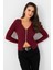 Kadın Bordo Fermuarlı Kaşkorse Bluz EY2954 4