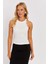 Kadın Beyaz Halter Yaka Dantelli Bluz MK04 4