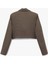 Kruvaze Uzun Kollu Düğmeli Crop Blazer Ceket 2