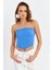 Kadın Mavi Straplez Crop Bluz B6081 1