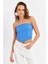 Kadın Mavi Straplez Crop Bluz B6081 2