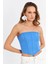 Kadın Mavi Straplez Crop Bluz B6081 3