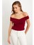 Kadın Bordo Madonna Yaka Crop Bluz VA101 3