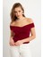 Kadın Bordo Madonna Yaka Crop Bluz VA101 4