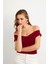 Kadın Bordo Madonna Yaka Crop Bluz VA101 5