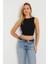 Kadın Sırt Bağlamalı Crop Bluz Siyah EY2733 5