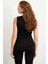 Kadın Siyah Kolsuz Peplum Bluz FLU7257 2