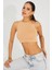 Kadın Camel Triko Crop Triko Bluz KZ2447 2