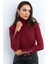 Kadın Bordo Kolları Fermuarlı Kaşkorse Balıkçı Bluz EY2567 4