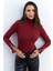 Kadın Bordo Kolları Fermuarlı Kaşkorse Balıkçı Bluz EY2567 5