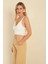 Kadın Beyaz Triko Crop Bluz KZ2507 4