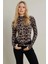 Kadın Camel-Siyah Desenli Bluz LPP1275 1