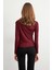 Kadın Bordo Desenli Büzgülü Bluz LPP1299 5
