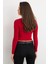 Kadın Bordo Kare Yaka Crop Bluz ELT2586 5