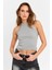 Kadın Gri Halter Yaka Dantelli Bluz MK04 1