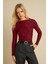 Kadın Bordo Desenli Büzgülü Bluz LPP1298 3