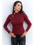 Kadın Bordo Düğme Aksesuarlı Kaşkorse Bluz EY2579 5