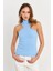 Kadın Mavi Halter Yaka Kaşkorse Bluz EY1454 3