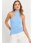 Kadın Mavi Halter Yaka Kaşkorse Bluz EY1454 4