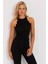 Kadın Siyah Halter Yaka Dantelli Bluz MK04 4