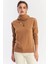 Kadın Camel Şal Aksesuarlı Triko Bluz YV286 2