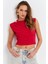 Kadın Kırmızı Düğme Detaylı Büzgülü Bluz LPP1205-1 4