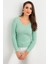 Kadın Mint V Yaka Triko Bluz YV284 5