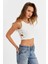 Kadın Ekru Küş Gözlü Crop Bluz ANT101 2