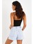Kadın Siyah Çapraz Askı Viskon Crop Bluz B1601 3
