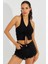 Kadın Siyah Sırtı Açık Crop Bluz B2697 4