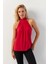 Kadın Kırmızı Halter Yaka Bluz LPP1273 2