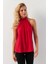 Kadın Kırmızı Halter Yaka Bluz LPP1273 4