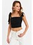 Kadın Siyah Omuz Bağlamalı Crop Bluz B5023-90 1