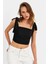Kadın Siyah Omuz Bağlamalı Crop Bluz B5023-90 3