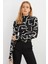Kadın Siyah Yarım Balıkçı Desenli Bluz LPP1133 3
