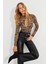 Kadın Camel-Siyah Önü Damla Leopar Desenli Bluz LPP1236 1