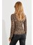 Kadın Camel-Siyah Önü Damla Leopar Desenli Bluz LPP1236 2