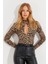 Kadın Camel-Siyah Önü Damla Leopar Desenli Bluz LPP1236 3