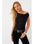Kadın Siyah Degaje Yaka Kolsuz Bluz LPP1297 3