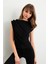 Kadın Siyah Düğme Detaylı Büzgülü Bluz LPP1205-1 2