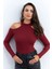 Kadın Bordo Omuzları Açık Kaşkorse Bluz EY2590 1