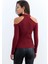Kadın Bordo Omuzları Açık Kaşkorse Bluz EY2590 2