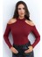 Kadın Bordo Omuzları Açık Kaşkorse Bluz EY2590 5